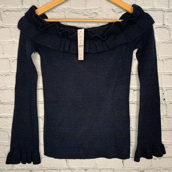 NWT WHBM NAVY ruffle sweater. Size XS - Picture 1 of 4